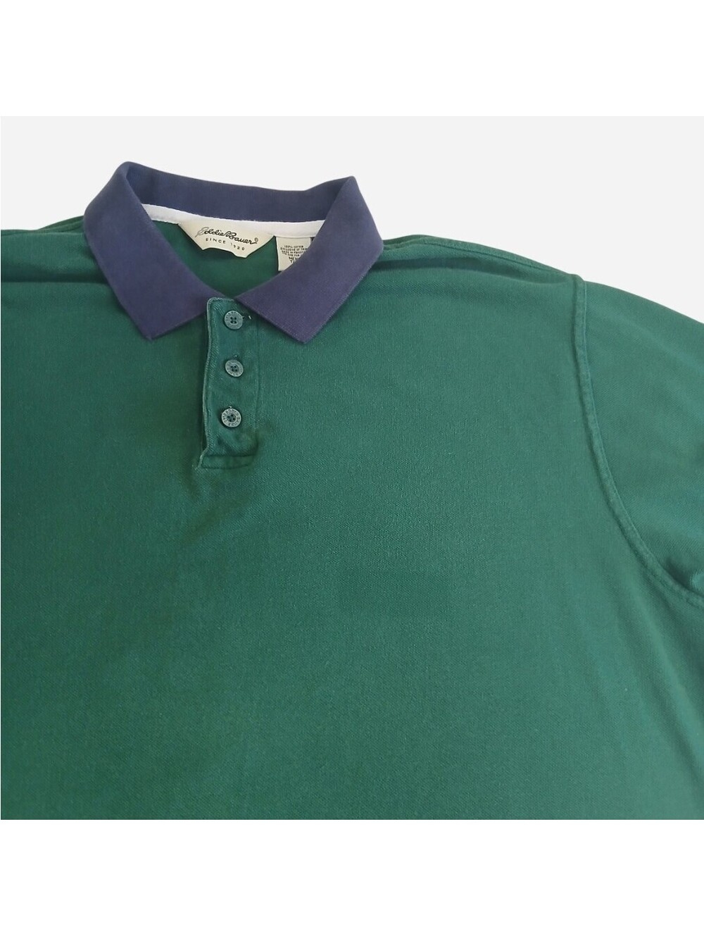 VTG 90s Eddie Bauer Colorblock Collar Polo Mens XL Tall Dark Green Gorpcore